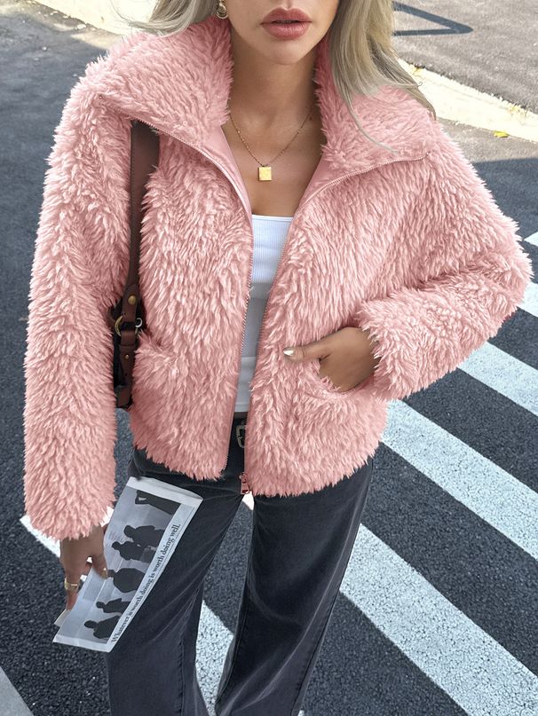 DiYun European And American Elegant Simple Fur Long-Sleeve Coat Women's Clothing 2025 Autumn/Winter_ecoleips.com