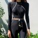 Split Swimsuit Women's Conservative Long Sleeved Trousers Sun Protection Fashion Tight High Elastic Professional Racing Swimsuit_ecoleips.com