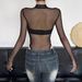 Self-designed European And American Niche Personalized Snake Print Sexy Slim-fit Sheer Basic Round-neck Long-sleeve_ecoleips.com
