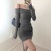 WG073 New Cross-Border Sexy Off-Shoulder Collared Long-Sleeve For Spring And Autumn, Slim-Fit Waist-Cinching Pure Desire_ecoleips.com