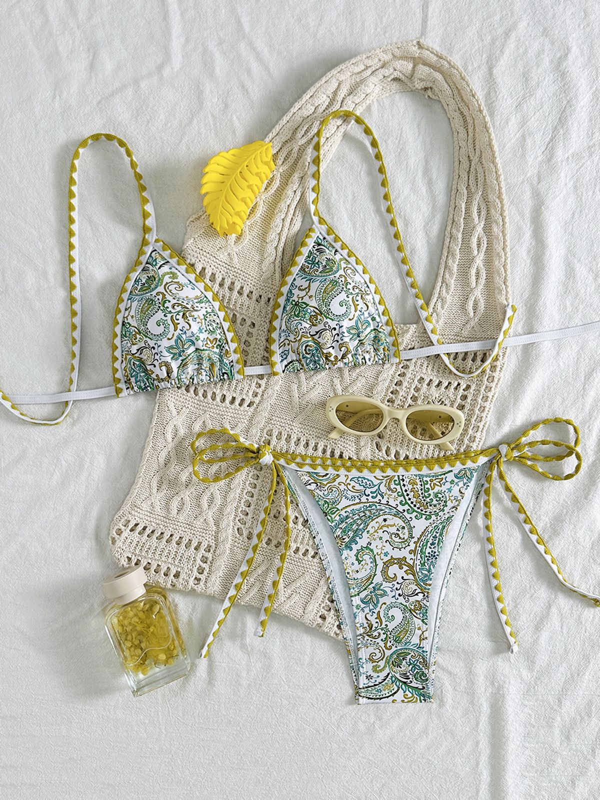 2025 New Printing European And American Bikini Strap Flower Bud Edge Split Suit Swimsuit Female Bikini Swimsuit_ecoleips.com