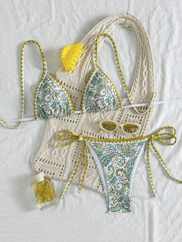 2025 New Printing European And American Bikini Strap Flower Bud Edge Split Suit Swimsuit Female Bikini Swimsuit_ecoleips.com