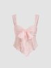 Women's Pink Bow Tie Bandeau Slim Fit Camisole Top ZT6837 Sweet Style Bandeau Vest Tank Tops & Camis_ecoleips.com