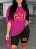 Summer Women's Casual Fashion 23 Letter Graphic Print Loose T-shirt Shorts Two-piece Set Sportswear Suitable For Daily Wear-143_ecoleips.com