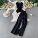 Women's Retro Style Two Piece Set Sleeveless V-Neck Jacket & High-Waisted Wide Leg Trousers Slimming Summer Pant Suit_ecoleips.com