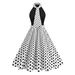 Vintage Floral Polka Dot Print Shift Dress With Large Lapel Collar, Sleeveless Midi Dress For Women, Retro Inspired Elegant Daily Wear_ecoleips.com