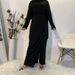 Verve New Fashion Casual Solid Color V-neck Patchwork Wide-leg Pants Muslim Set 6388_ecoleips.com