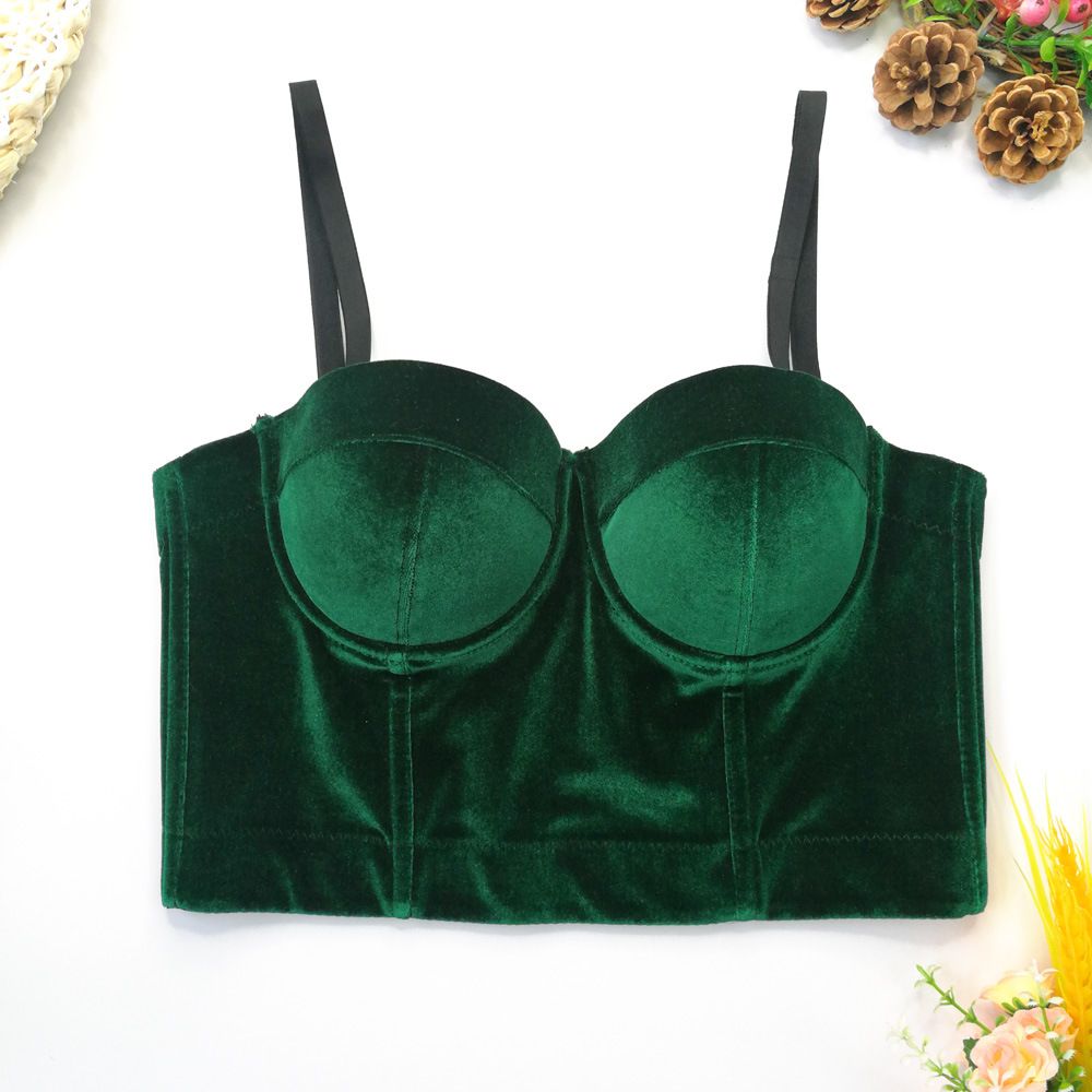 Women's Clothing Velvet Suspenders Outer Wear Fishbone Bra Solid Color Korean Velvet With Steel Ring Body Shaping Vest Short Style Versatile Tube Top_ecoleips.com