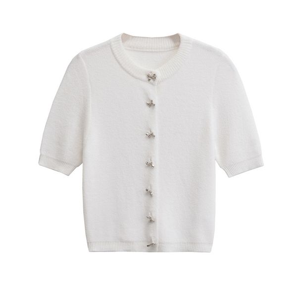 2026 European And American Autumn New Style Elegant Round Neck Single-Breasted Long-Sleeve Solid Color Knit Cardigan For_ecoleips.com