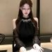 Unique, Beautiful, Extremely Attractive, High-end Black Off-shoulder Shirt For Women, 2026 Spring, Light Luxury,_ecoleips.com