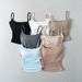 Women's 2024 Summer New Style Ruched Waist-Cinching Camisole With Chest Pads, Short Slim-Fit Top For Layering Or_ecoleips.com