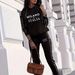 Women's European American Style Casual Two Piece Set Vacation Wear With Letter Print Hooded Top And Matching Pants Long Sleeves_ecoleips.com