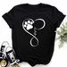 European And American Cross-border Foreign Trade Clothing Animal Paw Print Round Neck Printed Women's Short-sleeve_ecoleips.com