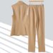 "Women's Slim Fit Khaki Suit Vest Set – Professional Two-Piece Blazer & Pants For Office & Formal Occasions"_ecoleips.com