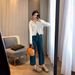 Retro Blue Straight-leg Women's Jeans, New Spring-summer Style, Slimming And Flattering For Plus-size Women, Loose_ecoleips.com