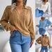 2023 Autumn And Winter Casual Lapel Twist Lantern Sleeve Knitted Sweater Women's Fashion_ecoleips.com