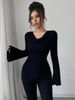 Women's Pit Strip Base Shirt Off-the-shoulder Slim Knit Long-sleeved Top_ecoleips.com