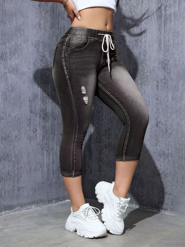 New Women's Slim Fit Jeans Versatile Rolled Elastic Waistband 2026 Hot Selling Item for Europe And America 2365 Archer0603_ecoleips.com