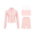 Women's 3-Piece Slim-Fit Workout Set – Cropped Stand Collar Jacket + Y-Back Tank + 5" Shorts – Seamless Gym Yoga Athleisure Outfit_ecoleips.com