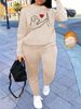 Women's Autumn And Winter Hip-hop Casual Street And Dog High Five Pattern Printed Round Neck Sports Shirt+sports Pants Set-539_ecoleips.com
