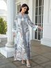 Cross-Border Muslim Women's Long Robe, Printed Rhinestone Beaded Arabic Dress Abayas, Elegant Loose-Fitting Long Sleeve All-Season Garment_ecoleips.com