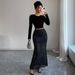 European American Cross-border 2026 New Model Sequined Double-layer Mesh High-waisted Slim-fit Bodycon Skirt For_ecoleips.com