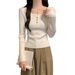 girl Low Base Shirt For Women, Autumn Winter 2024 New Design, Slim Fit Short Knitted Sweater, Square Neck Top_ecoleips.com