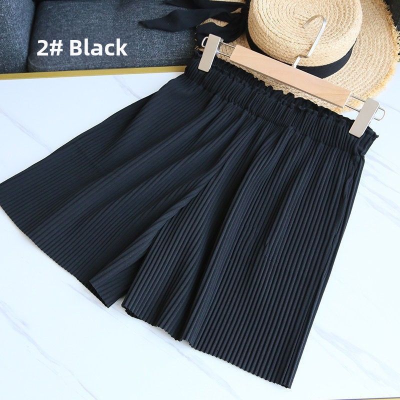 Women's High-Waisted Pleated Shorts Casual Five-Point Pants Loose Slimming Versatile Straight Leg Wide Leg Spring Summer_ecoleips.com