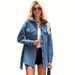 Women's Solid Color Shirt Collar Belted Button Loose Fit Long Trench Coat – Casual Windbreaker Jacket_ecoleips.com