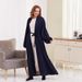Cross-border Plus-size Clothing, Middle Eastern Dubai UAE Women's Cardigan, Lace-up Robe, Headscarf Dress, Long Gown_ecoleips.com