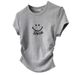 Women's Slim Fit round Neck Short Sleeve T-Shirt Petite Fashionable Printed Top Straight Shoulder Summer New Style_ecoleips.com