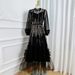 Women's Clothing Luxury Banquet Evening Dress Puffy Dress Spring And Summer Mesh Gauze Heavy Sequins Fungus Perspective Dress_ecoleips.com