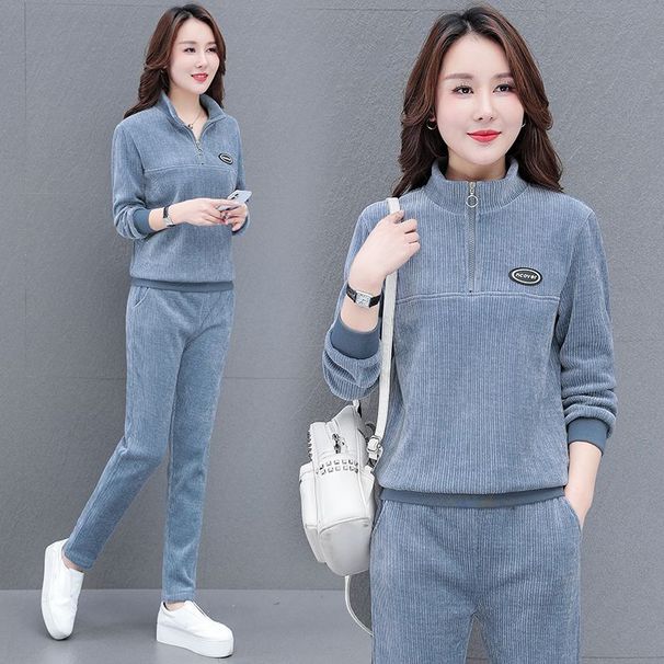 Women's Corduroy Sportswear Set Casual Loose Fit Plus Size Fashionable Two Piece Spring Autumn 2025_ecoleips.com