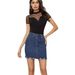 2026 Sexy Mesh Patchwork Short Sleeve T-Shirt With Small Stand Collar, Slimming Top For Women, Fashionable And Slim-Fit_ecoleips.com