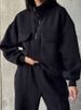 Autumn And Winter Casual Suit Women's Fashion Street Style Sweater Sports Suit Half Open Pocket Jumper Trousers Women_ecoleips.com
