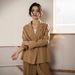 Linen Suit 2026 Spring New Fashionable And Elegant Commuting Single-Button Lapel Women's Office Jacket Solid Color Top_ecoleips.com