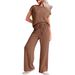 Women's Casual Pants Set Three Quarter Sleeve Loose Slim Long Trousers Style Spring Summer New_ecoleips.com