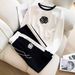 Women's Sports And Leisure Color-blocked Long-sleeved Round Neck Tops, Fashionable Age-reducing Style, Knitted Wide-leg Pants, Two-piece Suit_ecoleips.com