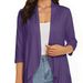 Women's Elegant Cotton Cardigan Polo Neck Blouse 3/4 Sleeve Flounce Hem Breathable Layering Piece for Spring And Fall 16 Colors_ecoleips.com