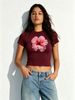 Women’s Trendy Logo Print Crop Top, Y2K Short Sleeve Casual Fashion T-Shirt_ecoleips.com