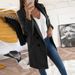 New Solid Lapel Medium Long Button Tweed Coat Women_ecoleips.com