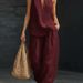 Women's Sleeveless Lounge Set – Oversized Vest & Wide-Leg Pants – Breathable Polyester (S-5xl, 8 Colors)_ecoleips.com