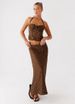 Summer Polka Dot Fashion High Waist Long Dress Two Piece Set For Women Sexy Backless V Neck Halter Neck Design_ecoleips.com