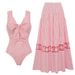 Women's Strapless 3D Floral Striped One Piece Swimsuit American Style Hot Selling Item Swimwear_ecoleips.com