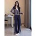 High-end, Extremely Stylish And Fashionable Casual Sports Suit For Women, Autumn/winter 2025 New Striped Shirt Two-piece_ecoleips.com