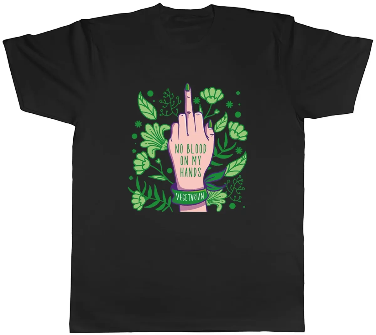 Women's T-Shirts Funny Vegetarian No Blood On My Hands Mens T-Shirt Tee Gift Top_ecoleips.com