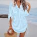 Women's Clothing Spring And Summer New V Neck Roll Sleeve Drawstring Pocket Holiday Skirt_ecoleips.com