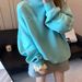 Light Blue Fluffy Round-neck Sweatshirt Women, New Autumn Winter Hot-selling Item With A High-end Feel Embroidery,_ecoleips.com