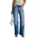 Independent Website Foreign Trade Light-colored Simple Women's Jeans Cross-border Washed High-waisted Wide-leg_ecoleips.com