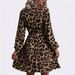 Cross-Border Foreign Trade Factory European And American 2025 New Long Sleeve Cross Collar Leopard Print With Belt_ecoleips.com